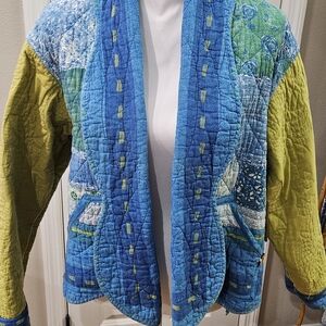 Patchwork Blue and Green Women's Jacket